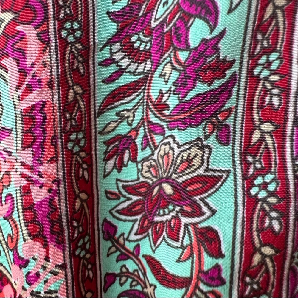 Boho Maxi Dress | Coverup Womens L Colorful Paisley Floral - Picture 7 of 9